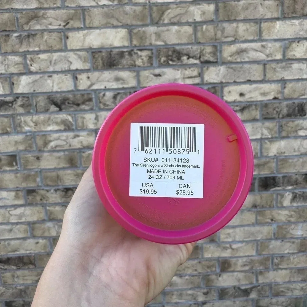 Starbucks 24 oz Cold Tumbler Cup with Straw - yellow and pink ombré